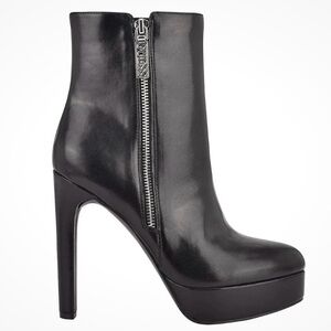 Guess Dejah Black Platform Ankle Boots Stiletto Heels Size 9.5 Mid Calf NWT